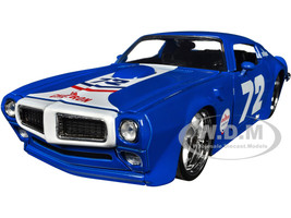 1972 Pontiac Firebird #72 Blue with White Stripe Chevron Bigtime Muscle Series 1/24 Diecast Model Car Jada 35026