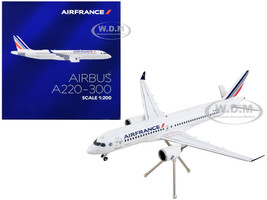 Airbus A220 300 Commercial Aircraft Air France White with Striped Tail Gemini 200 Series 1/200 Diecast Model Airplane GeminiJets G2AFR1046