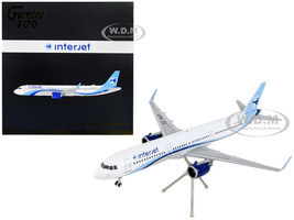 Airbus A321neo Commercial Aircraft Interjet White with Blue Stripes Gemini 200 Series 1/200 Diecast Model Airplane GeminiJets G2AIJ871