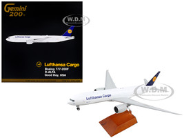 Boeing 777200F Commercial Aircraft Lufthansa Cargo White with Blue Tail Gemini 200 Series 1/200 Diecast Model Airplane GeminiJets G2DLH486