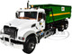 Mack Granite Garbage Truck Waste Management White and Green with Tub Style Roll Off Container 1/34 Diecast Model First Gear FG10-4050D
