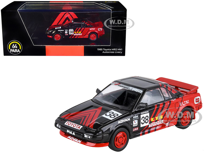 1985 Toyota MR2 MK1 RHD Right Hand Drive #38 Red and Black Autocross Livery 1/64 Diecast Model Car Paragon Models PA-65364