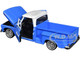 1966 GMC C1000 Fenderside Pickup Truck Lowrider Blue with White Top Get Low Series 1/24 Diecast Model Car Motormax 79035bl