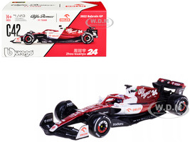 Alfa Romeo C42 #24 Zhou Guanyu F1 Formula One Bahrain Grand Prix 2022 with Display Case 1/43 Diecast Model Car Bburago 38068ZG