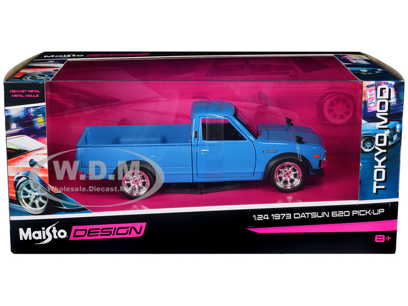 1973 Datsun 620 Pickup Truck Blue Tokyo Mod Maisto Design Series 1/24 Diecast Model Car Maisto 32528BL