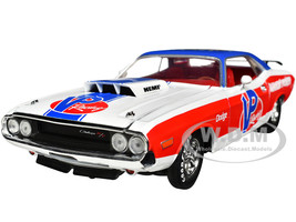 1970 Dodge Challenger R T Hemi White with Red and Blue Stripes with Red Interior VP Racing Limited Edition to 5710 pieces Worldwide 1/24 Diecast Model Car M2 Machines 40300-110B