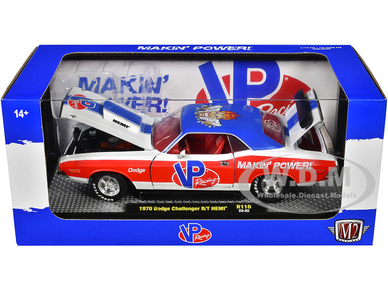 1970 Dodge Challenger R T Hemi White with Red and Blue Stripes