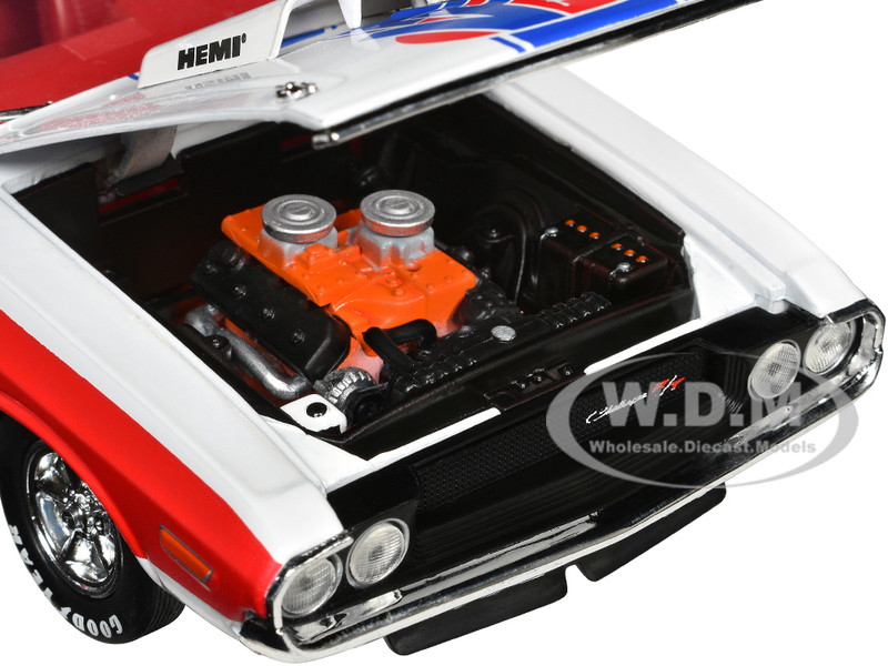 1970 Dodge Challenger R T Hemi White with Red and Blue