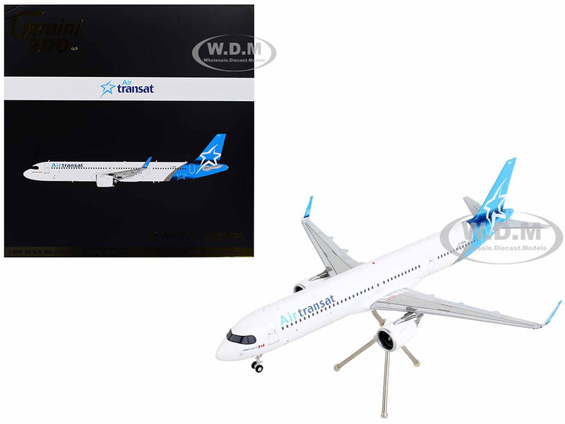 Airbus A321neo Commercial Aircraft Air Transat White with Blue Tail Gemini 200 Series 1/200 Diecast Model Airplane GeminiJets G2TSC936