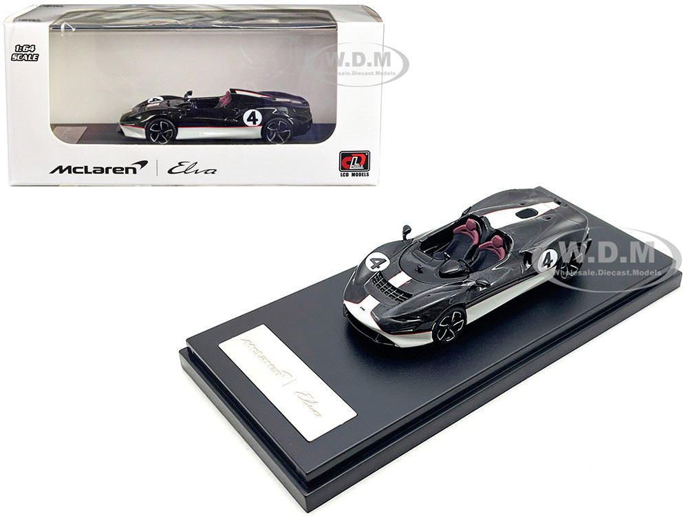 McLaren Elva Convertible #4 Carbon Black with White and Red