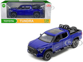 2023 Toyota Tundra TRD 4x4 Pickup Truck Blue Metallic with Sunroof and Wheel Rack 1/24 Diecast Model Car H08555R-BL