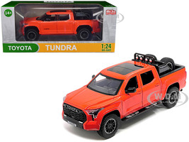 2023 Toyota Tundra TRD 4x4 Pickup Truck Solar Octane Orange with Sunroof and Wheel Rack 1/24 Diecast Model Car H08555R-SO