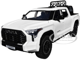 2023 Toyota Tundra TRD 4x4 Pickup Truck White Metallic with Sunroof and Wheel Rack 1/24 Diecast Model Car H08555R-WH