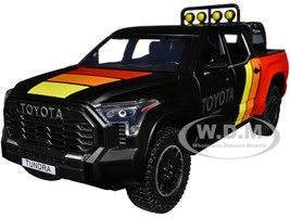 2023 Toyota Tundra TRD 4x4 Pickup Truck Black and Red with Stripes with Sunroof and Wheel Rack Limited Edition to 2400 pieces Worldwide 1/24 Diecast Model Car H08555R-MJS02