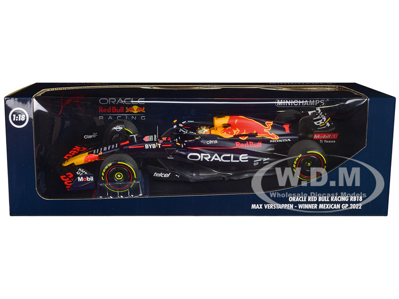 Red Bull Racing RB18 #1 Max Verstappen Oracle Winner F1 Formula One Mexican GP 2022 with Driver Limited Edition to 258 pieces Worldwide 1/18 Diecast Model Car Minichamps 110222001
