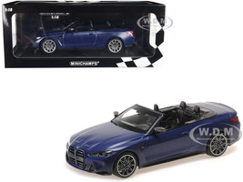 2021 BMW M4 Cabriolet Matt Blue Metallic Limited Edition to 438 pieces Worldwide 1/18 Diecast Model Car Minichamps 155021030