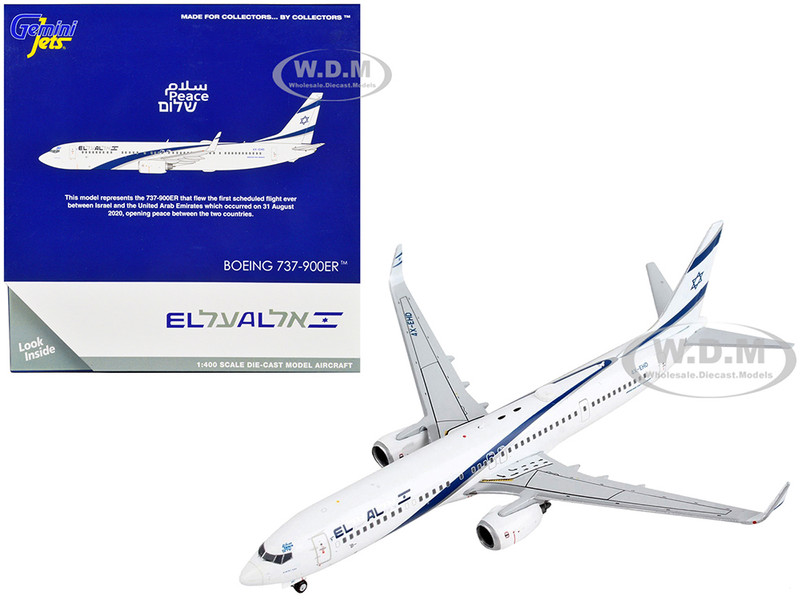 Boeing 737 900ER Commercial Aircraft El Al Israel Airlines White with Blue Stripes 1/400 Diecast Model Airplane GeminiJets GJ1956