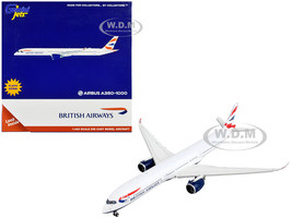 Airbus A350 1000 Commercial Aircraft with Flaps Down British Airways White with Tail Stripes 1/400 Diecast Model Airplane GeminiJets GJ2111F
