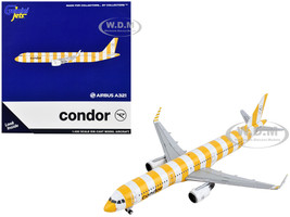 Airbus A321 Commercial Aircraft Condor Airlines White and Yellow Stripes 1/400 Diecast Model Airplane GeminiJets GJ2149