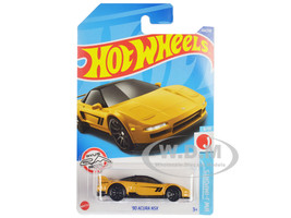 1990 Acura NSX Yellow with Black Stripes and Top HW J Imports Series Diecast Model Car Hot Wheels HHF60