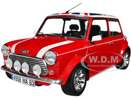 Mini Cooper 1 3i Sport Pack Red with White Stripes and UK Flag on Top 1/18 Diecast Model Car Solido S1800604