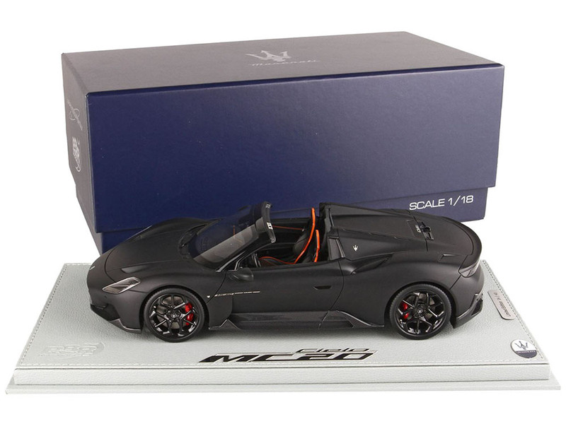 Maserati MC20 Cielo Nero Opaco Matt Black with DISPLAY CASE Limited Edition to 40 pieces Worldwide 1/18 Model Car BBR P18222MB
