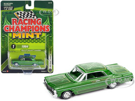 1964 Chevrolet Impala Lowrider Green Metallic with Graphics and Green Interior Racing Champions Mint 2023 Release 1 Limited Edition to 3388 pieces Worldwide 1/64 Diecast Model Car Racing Champions RC016-RCSP028B