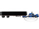 Peterbilt 379 with 63 Flat Top Sleeper and 53 Refrigerated Ribbed Sided Spread Axle Trailer Blue and Black 1/64 Diecast Model DCP/First Gear 60-1730