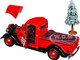 1937 Ford Pickup Truck Red and Black Merry Christmas with Tree Accessory 1/24 Diecast Model Car Motormax 73233RBIXMT