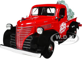 1941 Plymouth Pickup Truck Red and Black Merry Christmas with Tree Accessory 1/24 Diecast Model Car Motormax 73278RBIXMT