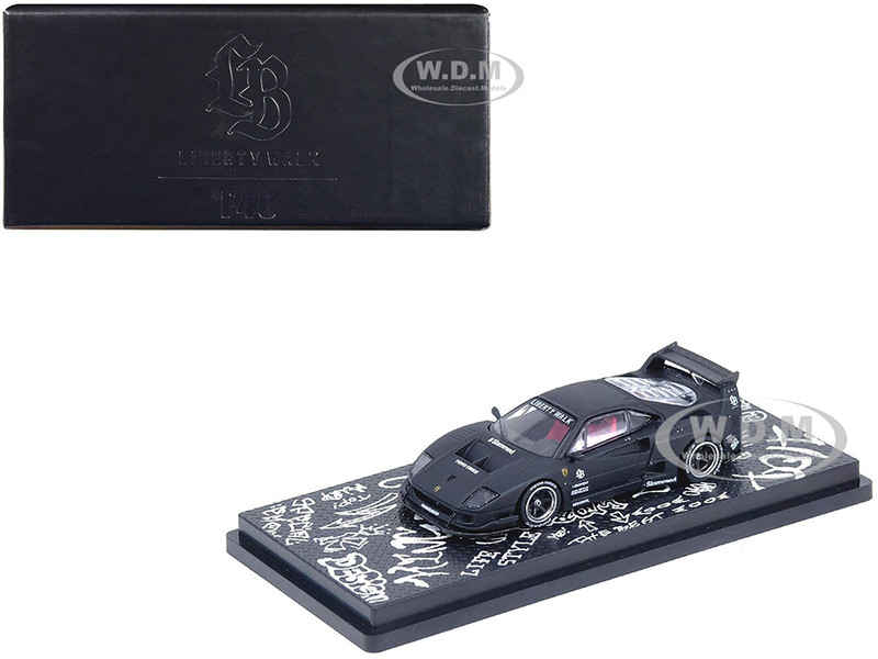 LBWK Liberty Walk F40 Matt Black with Graphics Hong Kong Toycar Salon 2023 Special Edition 1/64 Diecast Model Car Inno Models IN64-LBWKF40-HKTS23