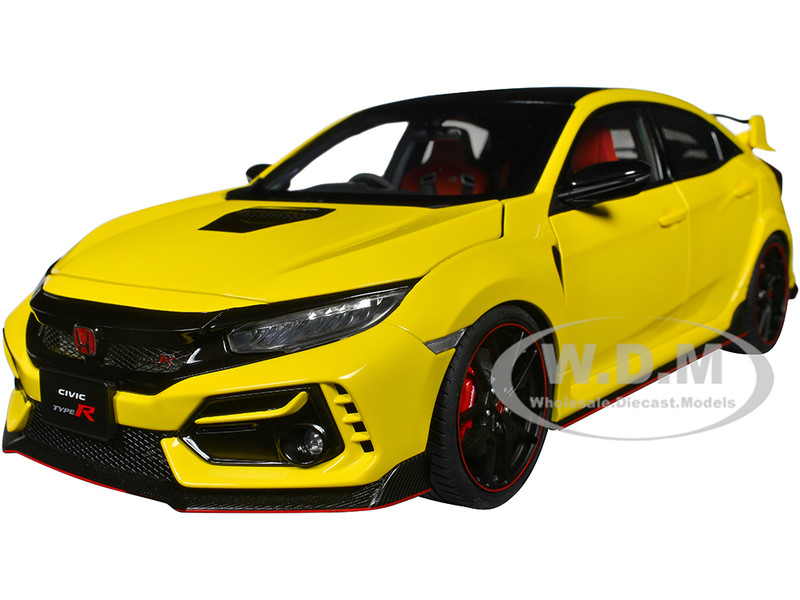 2021 Honda Civic Type R FK8 RHD Right Hand Drive Sunlight Yellow Limited Edition 1/18 Model Car Autoart 73225