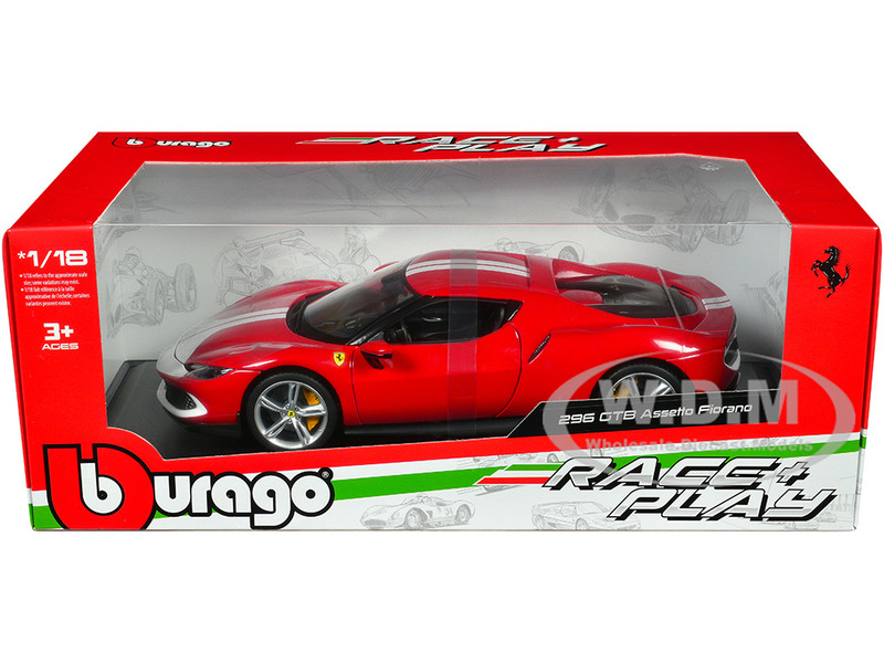 Ferrari 296 GTB Assetto Fiorano Red with White Stripes Race