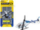 Bell 206 Jetranger Helicopter White and Blue Police N70650 with Runway Section Diecast Model Runway24 RW055