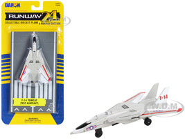 Grumman F 14 Tomcat Fighter Aircraft Gray with Red Stripes United States Navy Test Aircraft with Runway Section Diecast Model Airplane Runway24 RW110