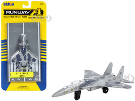 McDonnell Douglas F 15 Eagle Fighter Aircraft Gray Camouflage United States Air Force with Runway Section Diecast Model Airplane Runway24 RW125