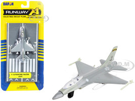 General Dynamics F 16 Fighting Falcon Fighter Aircraft Gray United States Air Force with Runway Section Diecast Model Airplane Runway24 RW130