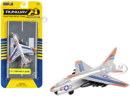 LTV A 7 Corsair II Attack Aircraft Silver Metallic United States Air Force with Runway Section Diecast Model Airplane Runway24 RW250