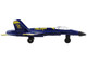 McDonnell Douglas F A 18A Hornet Fighter Aircraft Blue United States Navy Blue Angels #2 with Runway 24 Sign Diecast Model Airplane Runway24 RW810