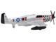 North American P 51 Mustang Fighter Aircraft Silver Metallic United States Army Air Force with Runway 24 Sign Diecast Model Airplane Runway24 RW820