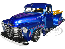 1950 Chevrolet 3100 Pickup Truck Lowrider Candy Blue with Graphics Lowriders Series 1/25 Diecast Model Car Maisto 32545BL