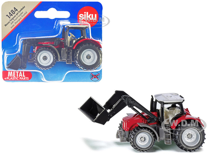 Massey Ferguson Tractor with Front Loader Red with Silver Top Diecast Model Siku SK1484