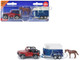 Jeep Red with Horse Trailer Blue and Horse Accessory Diecast Model Siku 1651