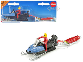 Snow Mobile Blue with Rescue Sledge and 2 Figures Diecast Model Siku 1684