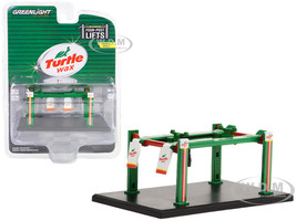Adjustable Four Post Lift Turtle Wax Green and Red Four Post Lifts Series 5 1/64 Diecast Model Greenlight 16180C