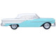 1957 Oldsmobile 88 Convertible Top Up Banff Blue and Alcan White with White 1/87 HO Scale Diecast Model Car Oxford Diecast 87OC57002