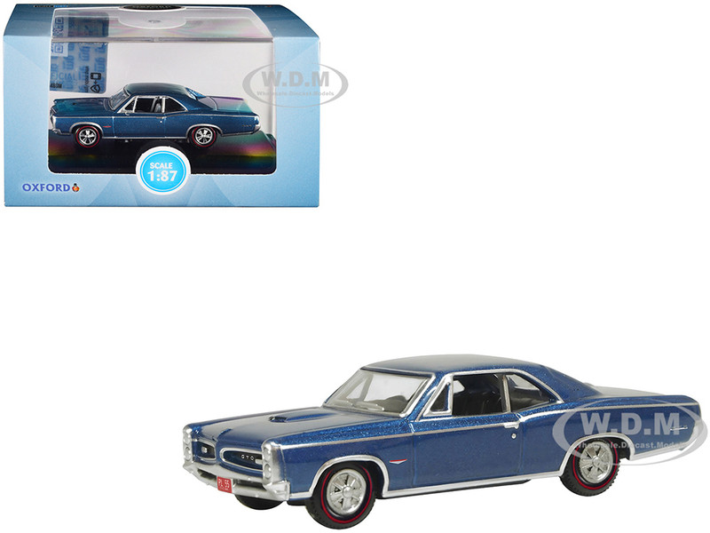 1966 Pontiac GTO Fontaine Blue Metallic 1/87 HO Scale Diecast Model Car Oxford Diecast 87PG66001