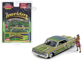 1964 Chevrolet Impala Lowrider Green Metallic with Graphics and Diecast Figure Limited Edition to 3600 pieces Worldwide 1/64 Diecast Model Car Racing Champions RCCP1014