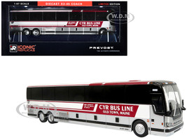 Prevost X3 45 Coach Bus CYR Bus Line Old Town Maine Red and White Limited Edition 1/87 HO Diecast Model Iconic Replicas 87-0476