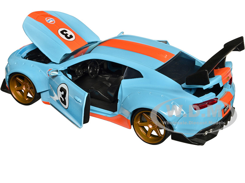 Jada Toys 2016 シボレーカマロ　- ガルフオイル 2016 Chevrolet Camaro Widebody #3 Light Blue with Orange